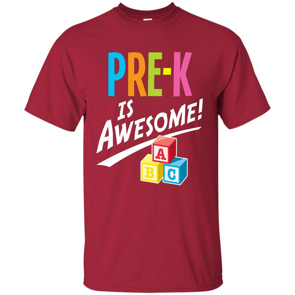 School Teacher T-shirt Pre-K Is Awesome ABC Blocks T-shirt Cardinal