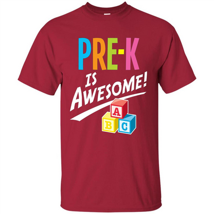 School Teacher T-shirt Pre-K Is Awesome ABC Blocks T-shirt Cardinal