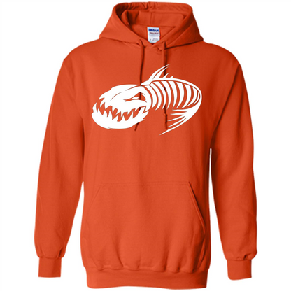 Fisherman Gift T-shirt Badass Fish Bone Skeleton Orange