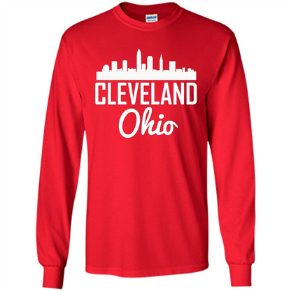 Cleveland Ohio Skyline T-shirt Red