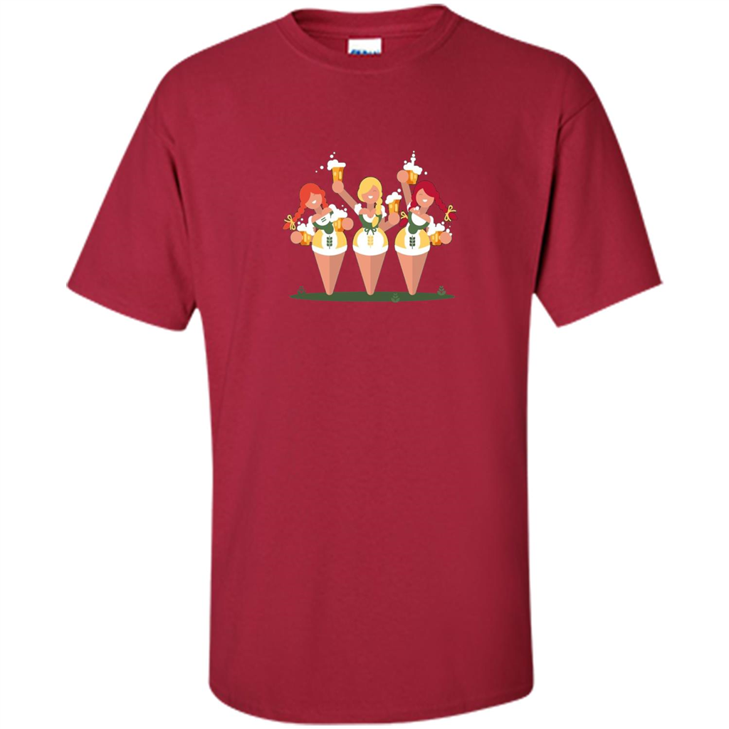 Girls with Steins Beers Oktoberfest T-shirt Cardinal