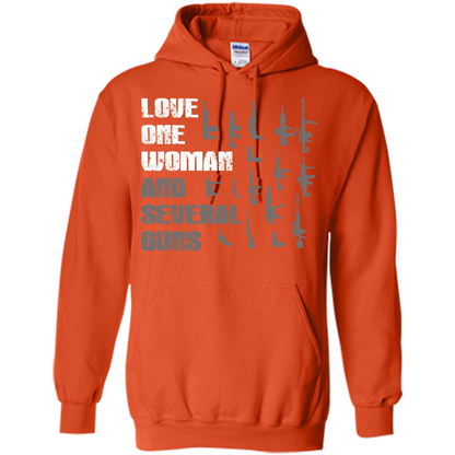 Gun T-shirt Love One Woman And Several Guns T-shirt Orange