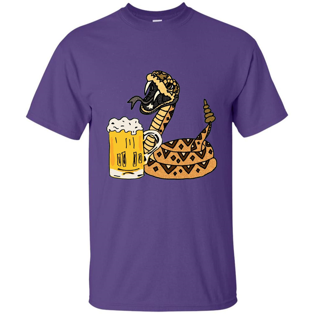 Smiletodaytees Funny Rattlesnake Drinking Beer T-shirt Purple