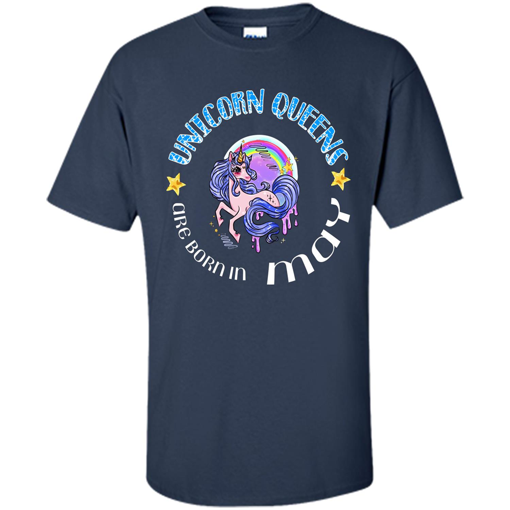 May Unicorn T-shirt Unicorn Queens Are Born May Navy