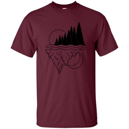 Nature Merged Moon And Sun T-shirt Maroon