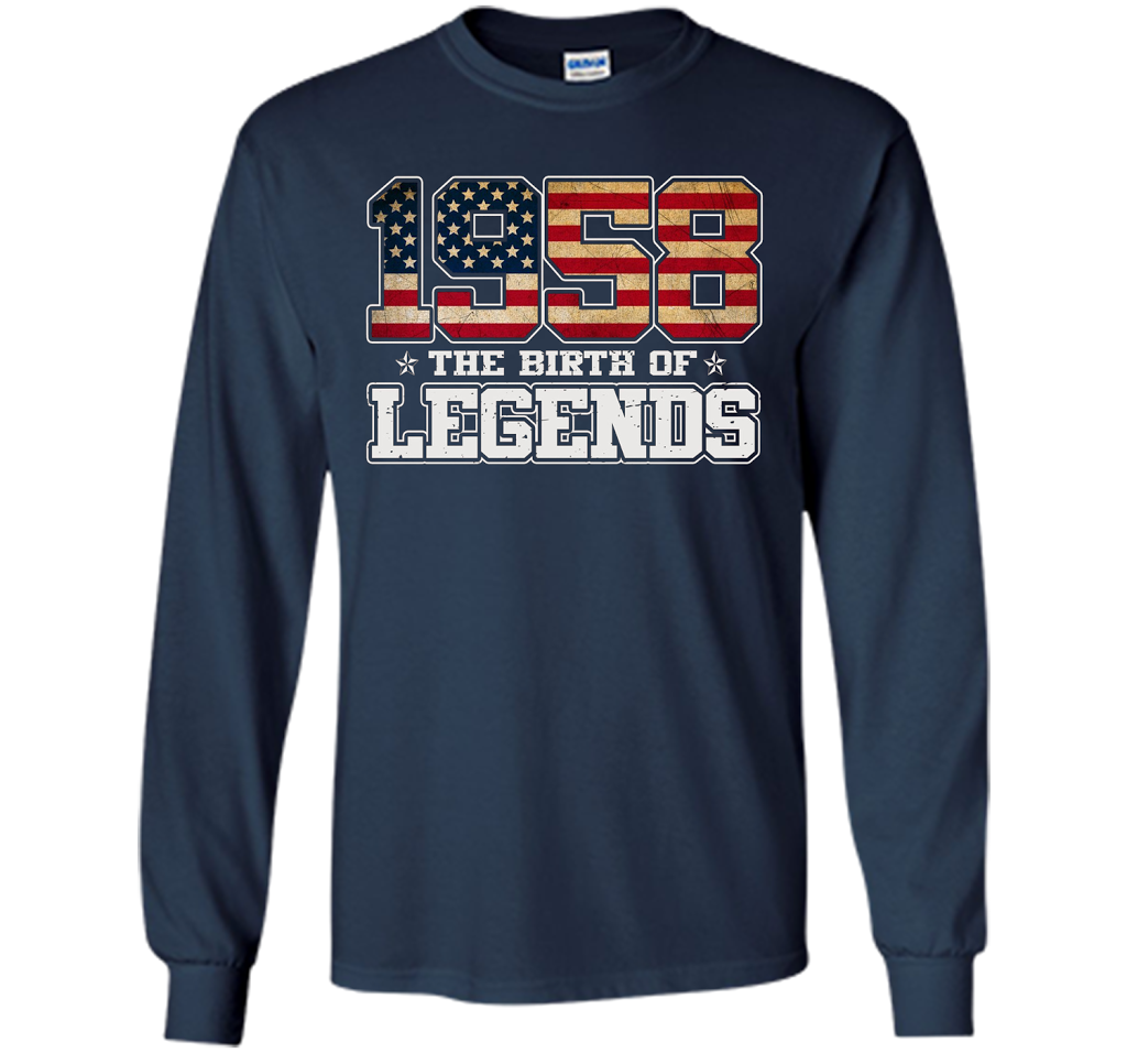 Birthday Gift For 59 Years Old 1958 T Shirt American Flag t-shirt Navy
