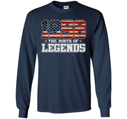 Birthday Gift For 59 Years Old 1958 T Shirt American Flag t-shirt Navy
