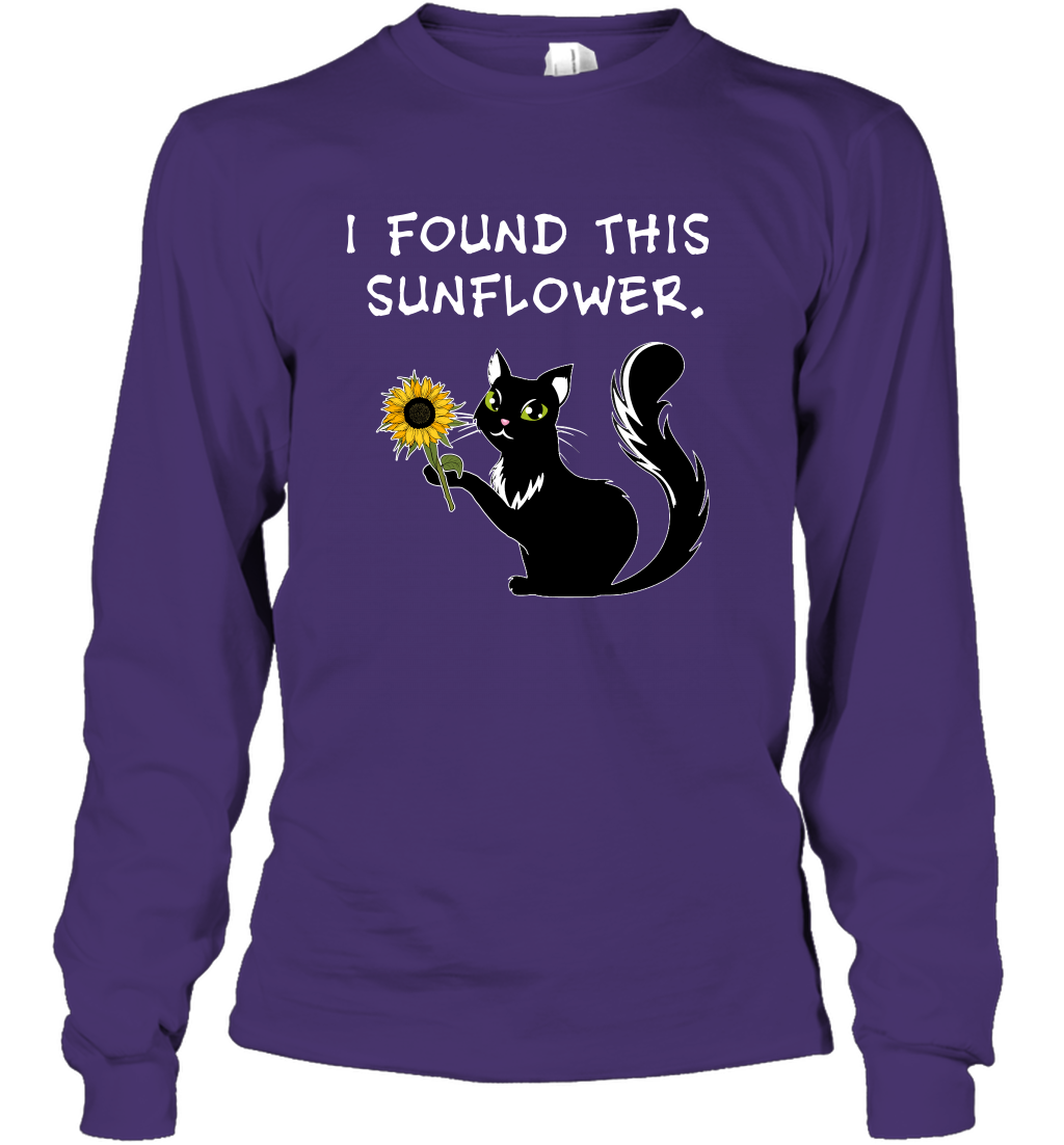 I Found This Sunflower Cat Shirt Long Sleeve T-Shirt Long Sleeve T-Shirt Purple