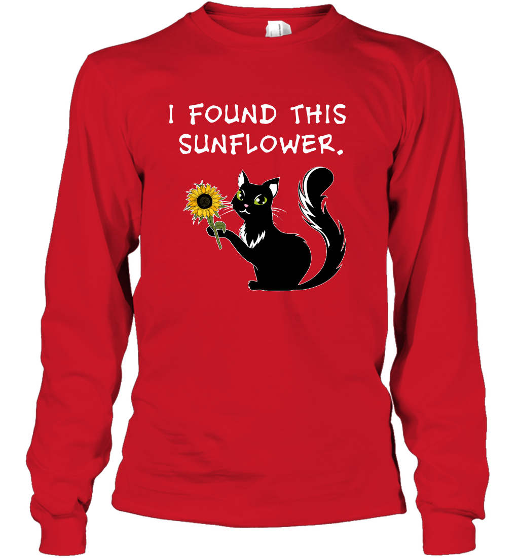 I Found This Sunflower Cat Shirt Long Sleeve T-Shirt Long Sleeve T-Shirt Red
