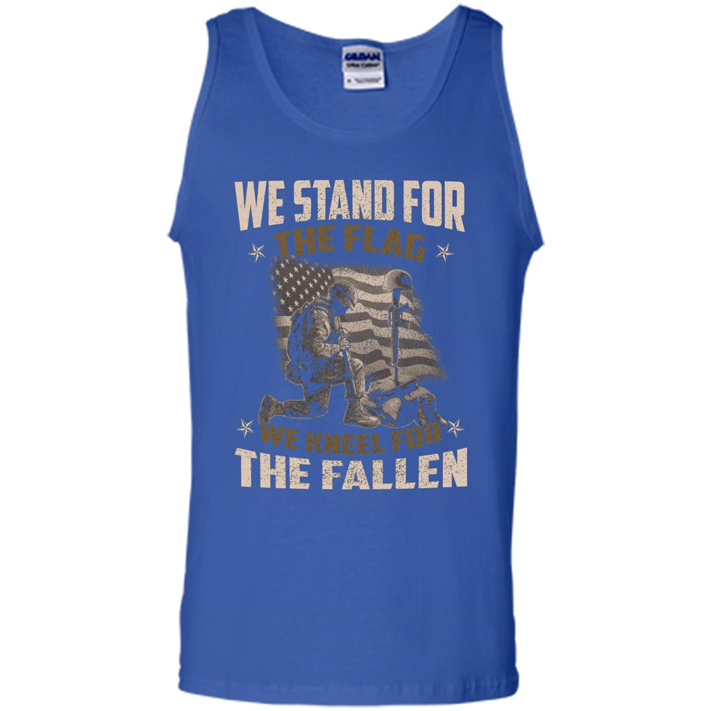Military T-Shirt We Stand For The Flag We Kneel For The Fallen Royal