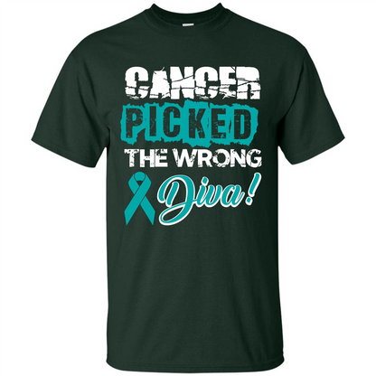 Cancer Awareness T-shirt Cancer Picked The Wrong Diva T-shirt Forest Green