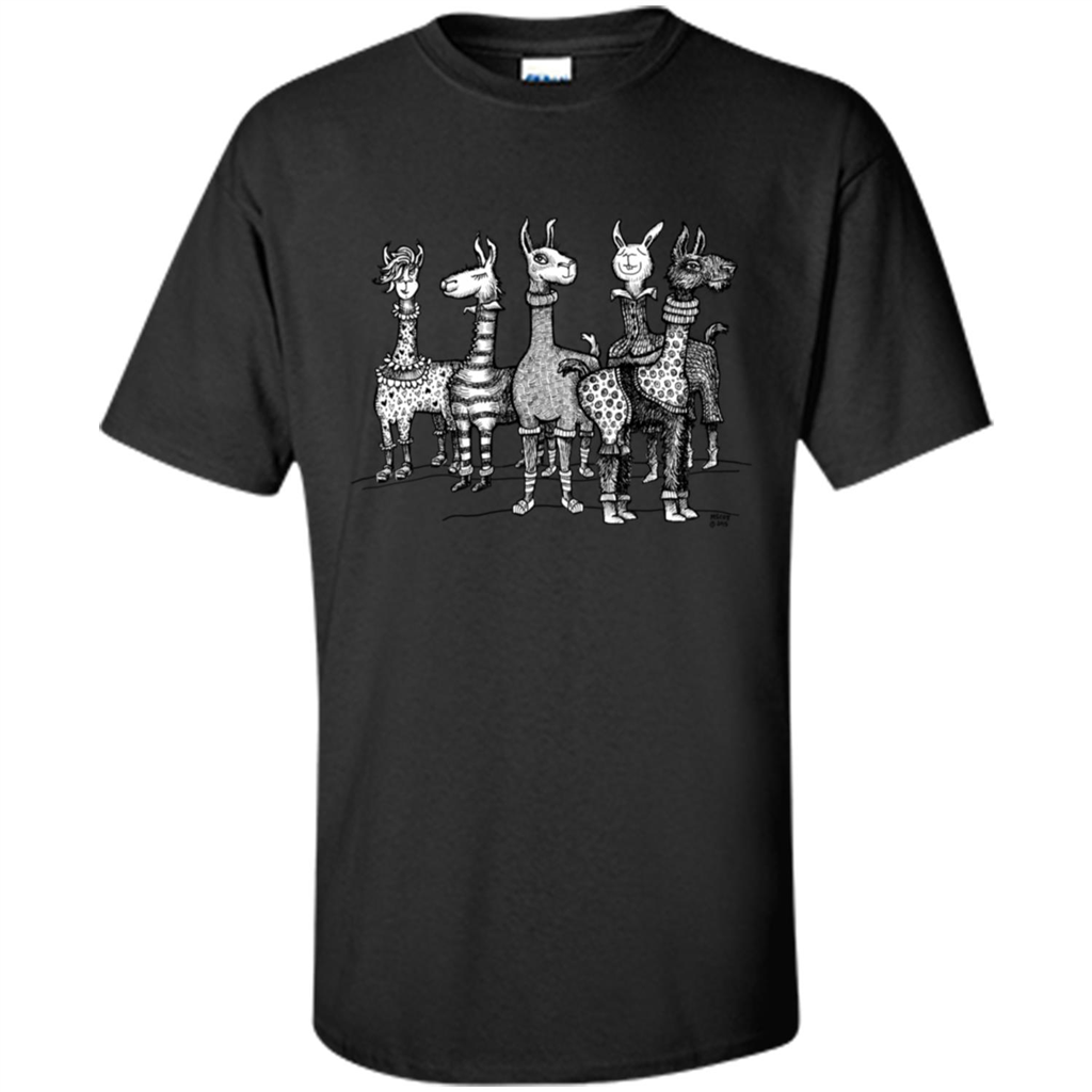 Music T-Shirt Llamas In Pajamas Black