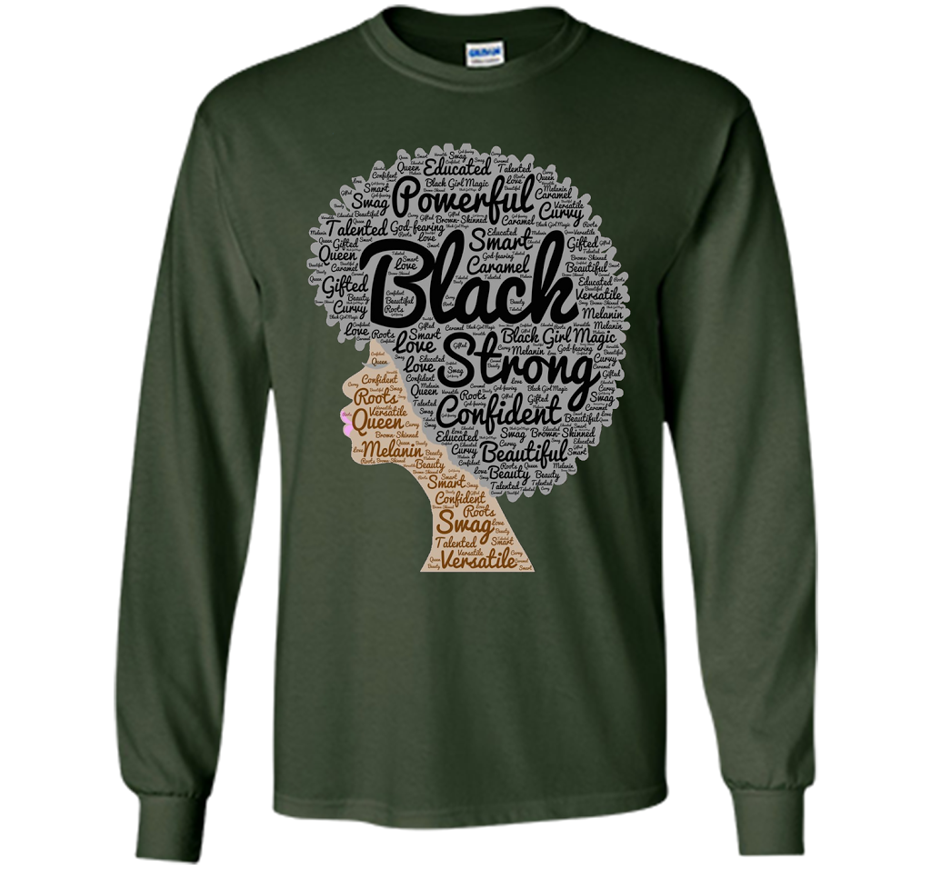 Afro Word Art Natural Hair T-Shirt for Black Women shirt Forest Green