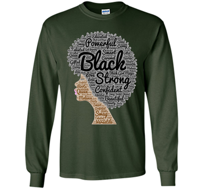 Afro Word Art Natural Hair T-Shirt for Black Women shirt Forest Green