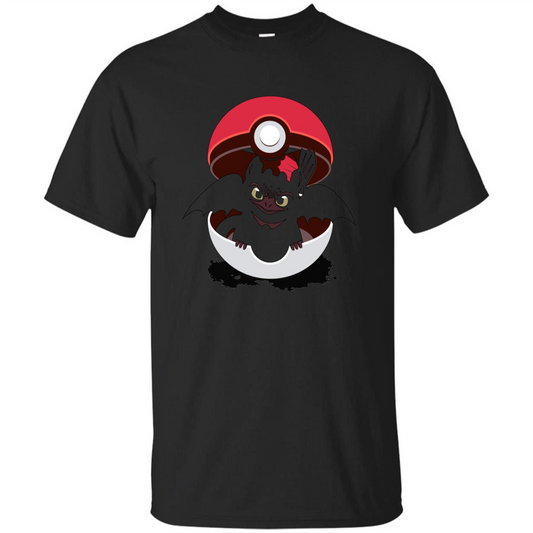 Cartoon T-shirt How To Catch Your Dragon Black
