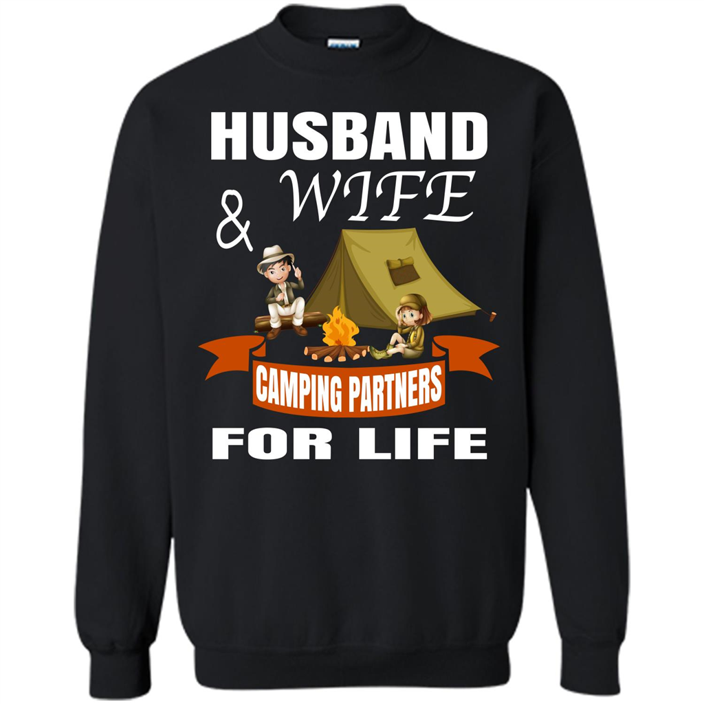 Camping Family T-shirt Husband And Wife Camping Partners For LIfe Black