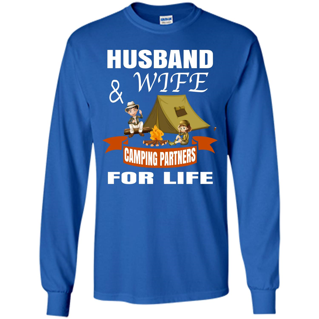 Camping Family T-shirt Husband And Wife Camping Partners For LIfe Royal