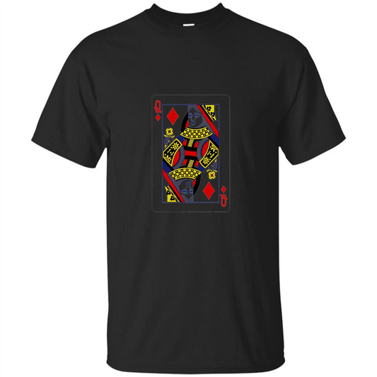 Queen of Diamonds Playing Cards T-shirt Black