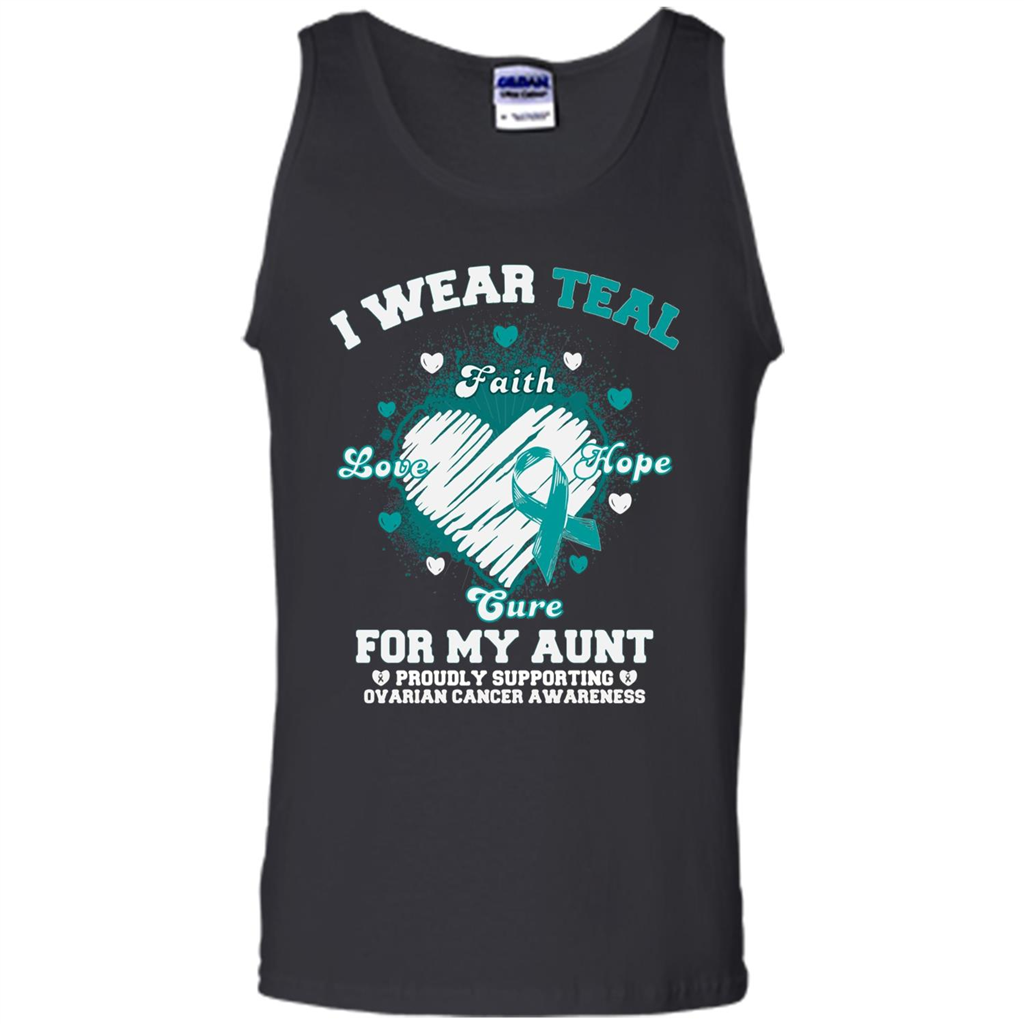 I Wear Teal For My Aunt - Ovarian Cancer Awareness T-Shirt Black