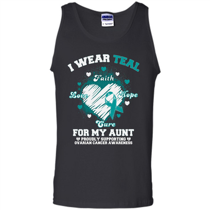 I Wear Teal For My Aunt - Ovarian Cancer Awareness T-Shirt Black