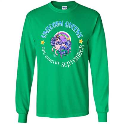 September Unicorn T-shirt Unicorn Queens Are Born September Irish Green