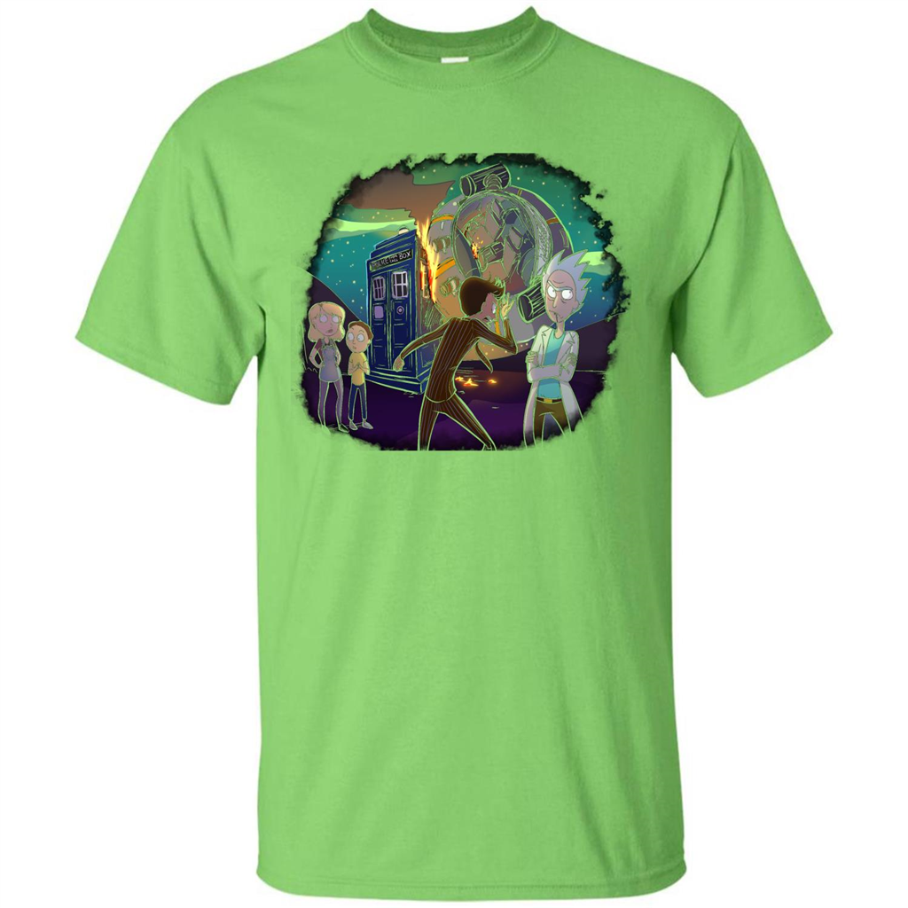 Doctorwho Vs Rick And Morty T-shirt Lime