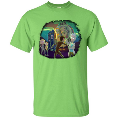Doctorwho Vs Rick And Morty T-shirt Lime