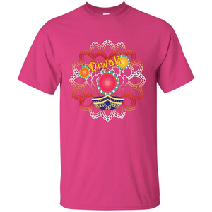 Diwali T-shirt Vibrant Rangoli Lamp And Firecrackers Diwali Tshirt