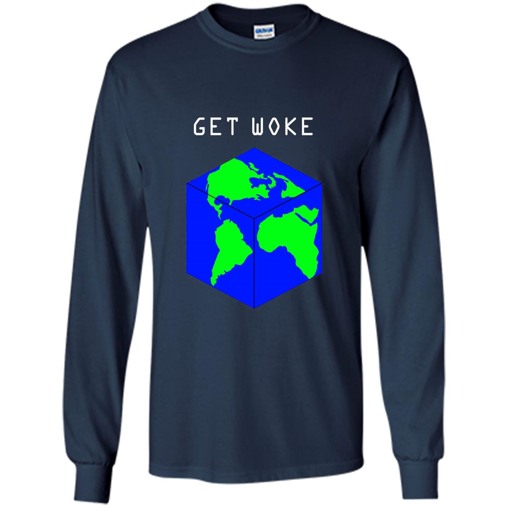 Flat Earther Get Woke T-shirt Earth Society T-shirt Navy