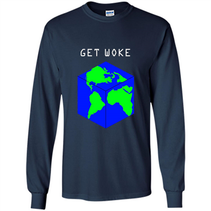 Flat Earther Get Woke T-shirt Earth Society T-shirt Navy