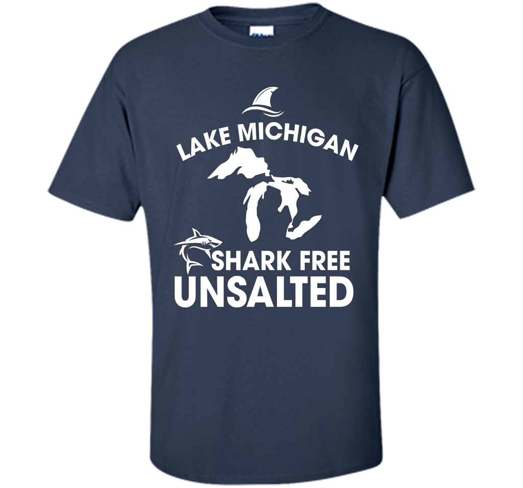 Lake Michigan T-Shirt Unsalted Shark Free Great Lakes T-shirt Navy