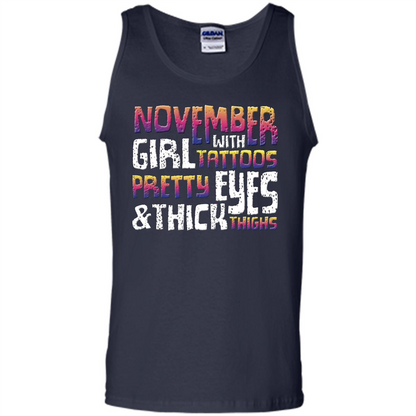 November Girl T-shirt With Tattoos Pretty Eyes and Thick Thighs Navy