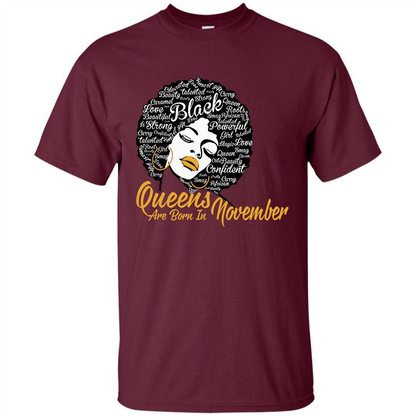 Queen Are Born In November T-shirt Maroon