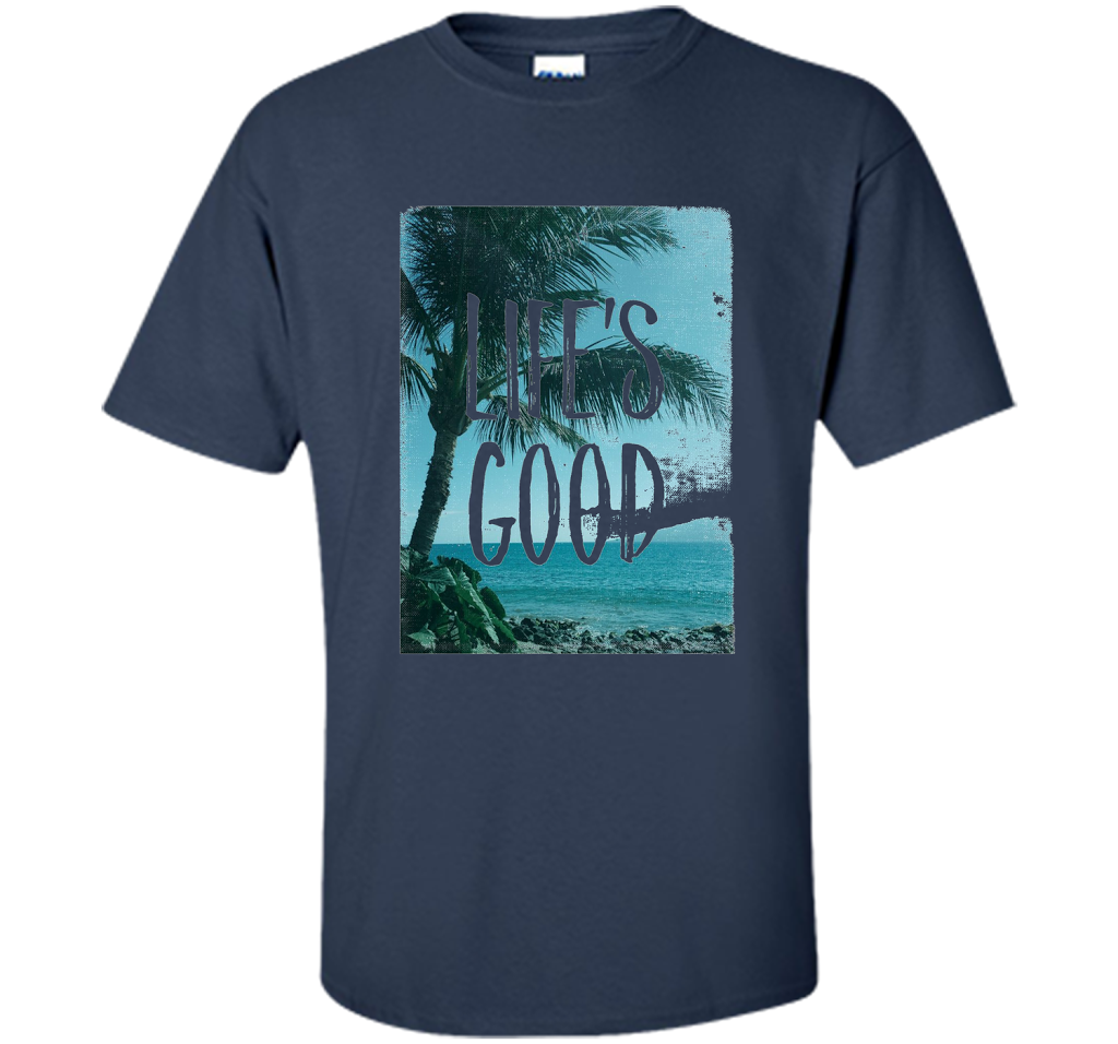 Life's Good Palm Tree T-Shirt cool shirt Navy