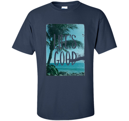 Life's Good Palm Tree T-Shirt cool shirt Navy