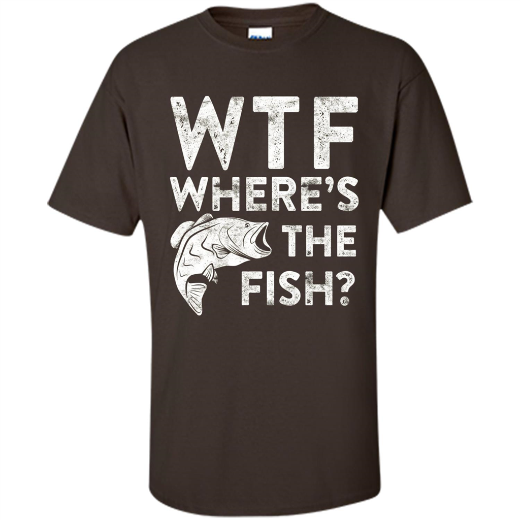 WTF Where's The Fish T-Shirt Funny Fisherman Gift Dark Chocolate