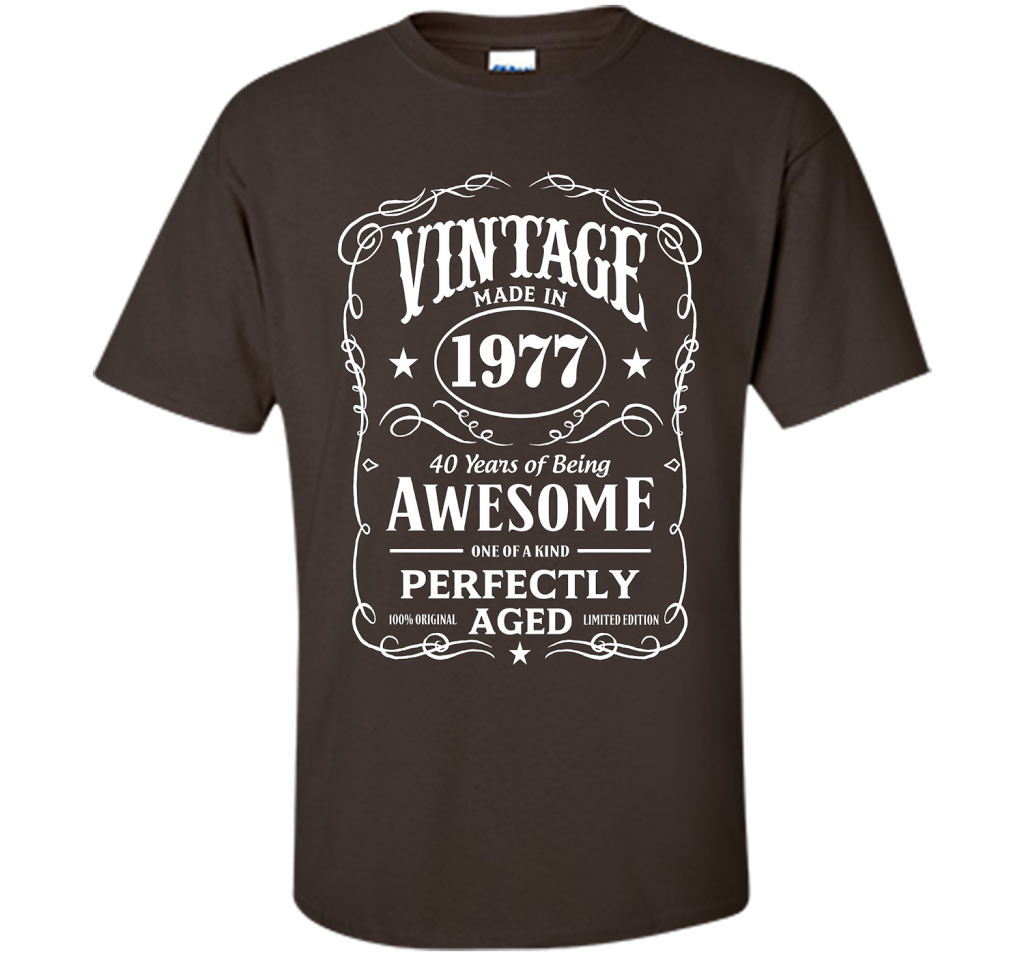Vintage Made In 1977 Birthday Gift T-Shirt shirt Dark Chocolate