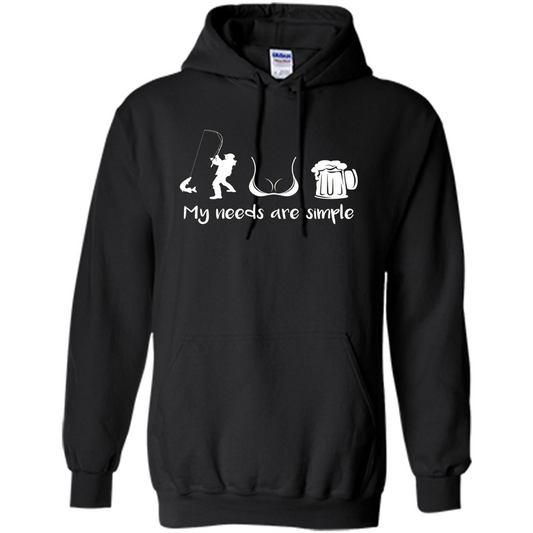 My Needs Are Simple T-shirt Funny Fishing Boobs Beer T-shirt Black