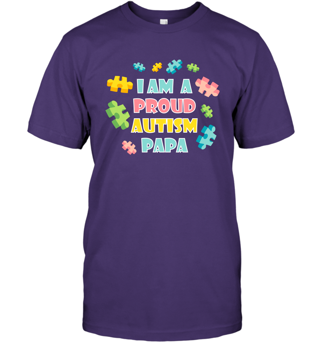 I Am A Proud Autism Papa Family Shirt T-Shirt T-Shirt Purple