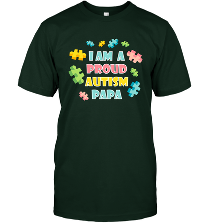 I Am A Proud Autism Papa Family Shirt T-Shirt T-Shirt Forest Green
