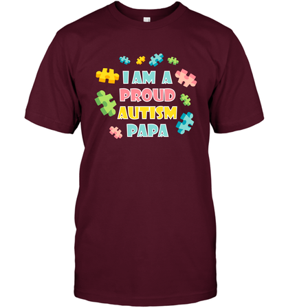 I Am A Proud Autism Papa Family Shirt T-Shirt T-Shirt Maroon