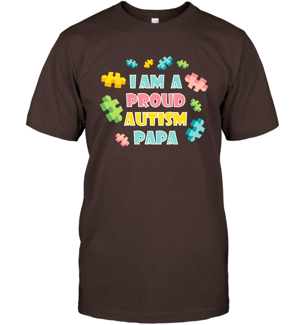 I Am A Proud Autism Papa Family Shirt T-Shirt T-Shirt Dark Chocolate