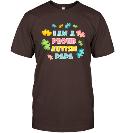 I Am A Proud Autism Papa Family Shirt T-Shirt T-Shirt Dark Chocolate