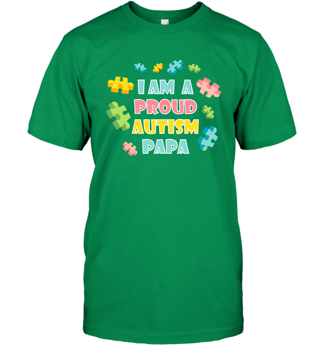 I Am A Proud Autism Papa Family Shirt T-Shirt T-Shirt Irish Green