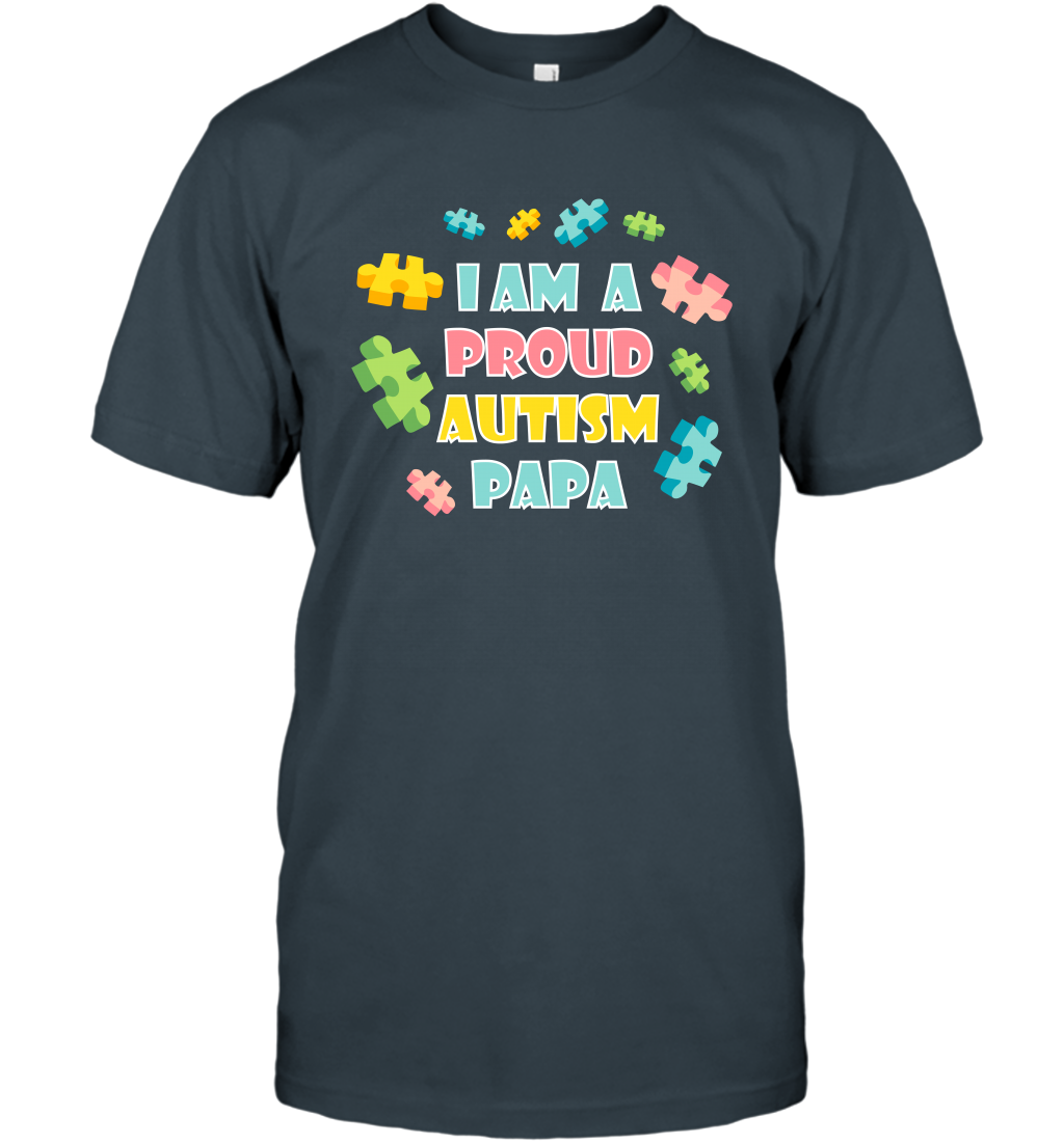 I Am A Proud Autism Papa Family Shirt T-Shirt T-Shirt Charcoal