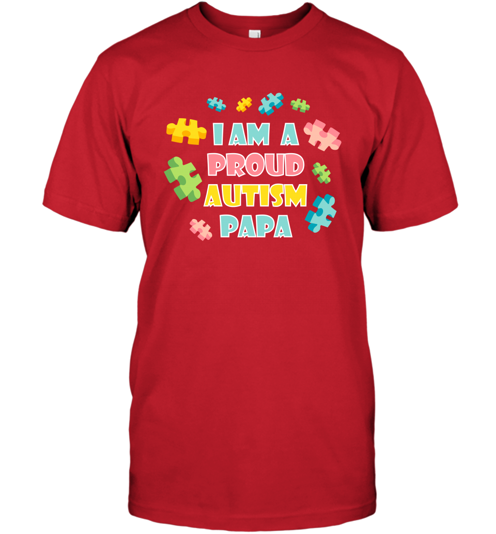 I Am A Proud Autism Papa Family Shirt T-Shirt T-Shirt Red