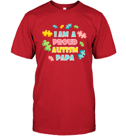 I Am A Proud Autism Papa Family Shirt T-Shirt T-Shirt Red