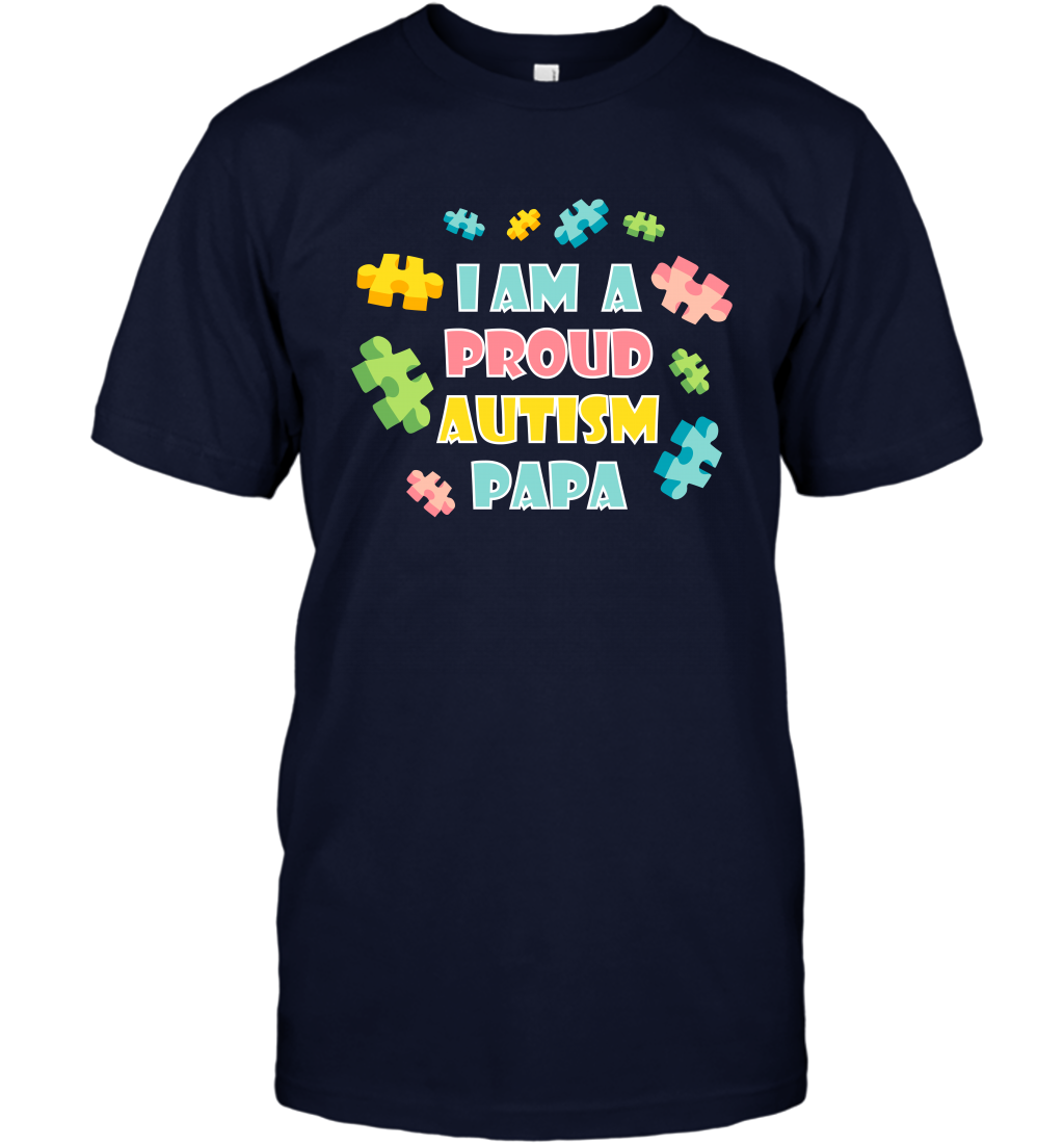 I Am A Proud Autism Papa Family Shirt T-Shirt T-Shirt Navy