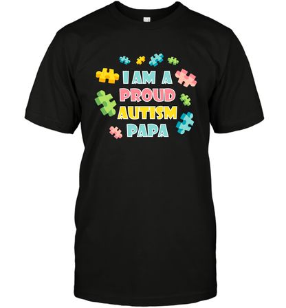 I Am A Proud Autism Papa Family Shirt T-Shirt T-Shirt Black