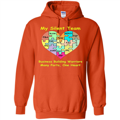 Business Building Warriors T-shirt My Silent Team Many Parts, One Heart Orange